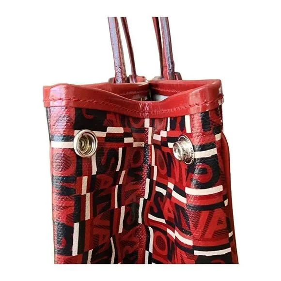 Authentic Salvatore Ferragamo Red/Black/White Logogram PVC/Leather SMALL Bag